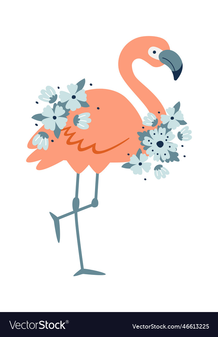 Flamingo with flowers