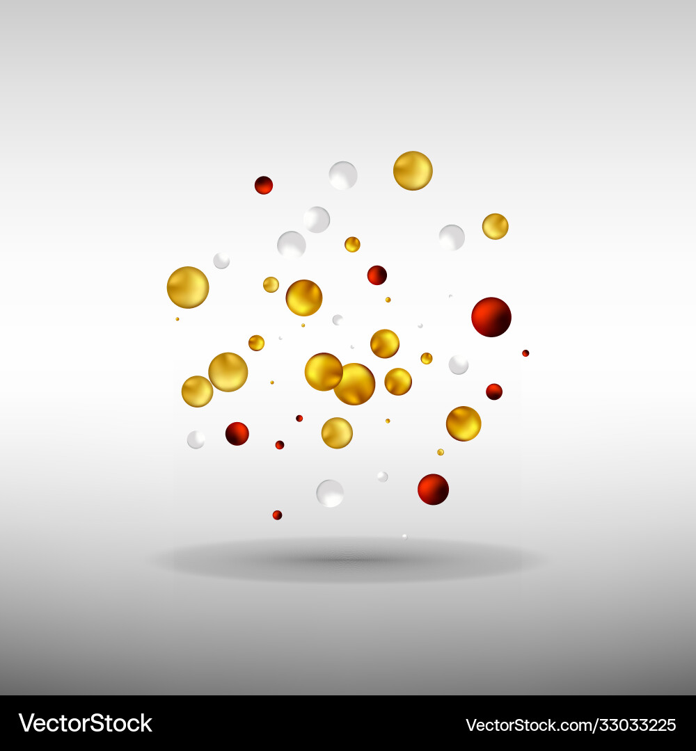 Golden red and white decorative balls abstract Vector Image