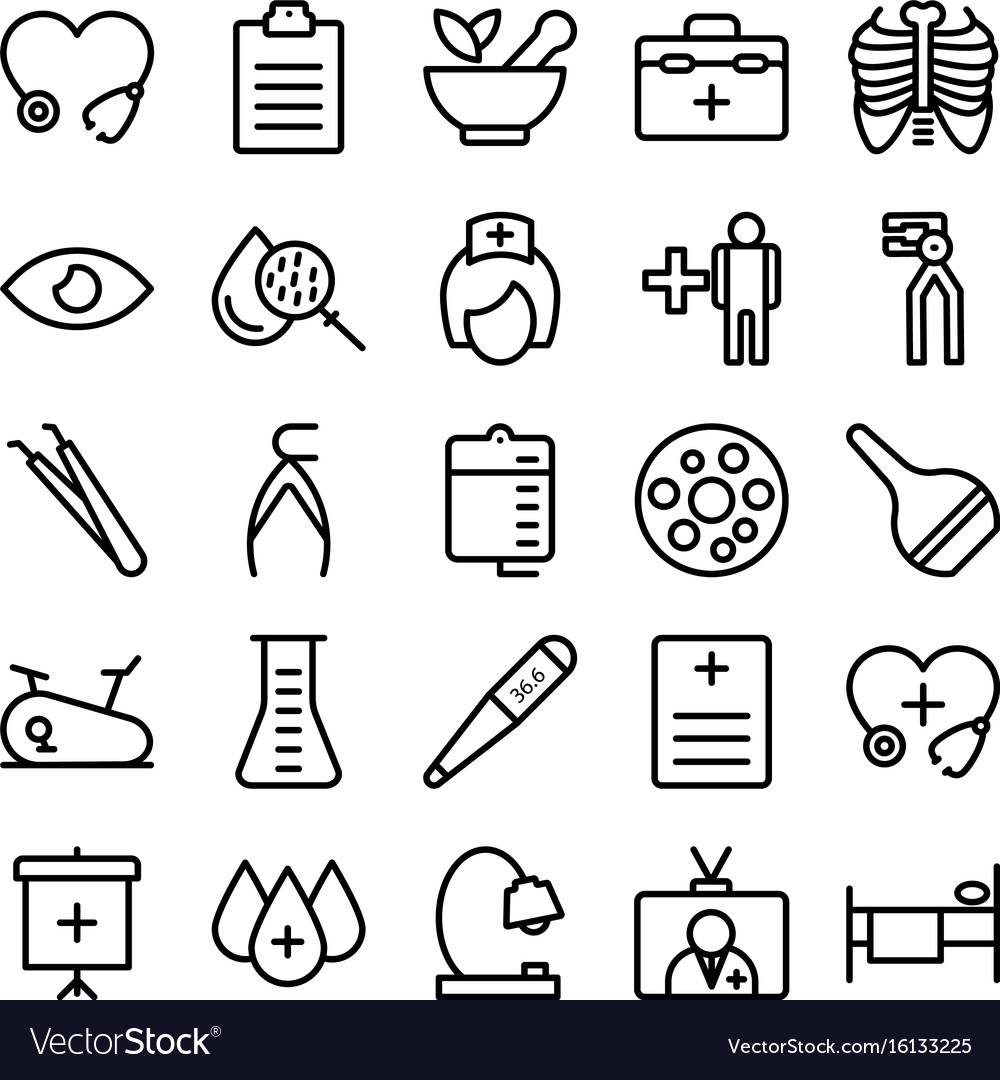 Medical health and hospital line icons 11 Vector Image