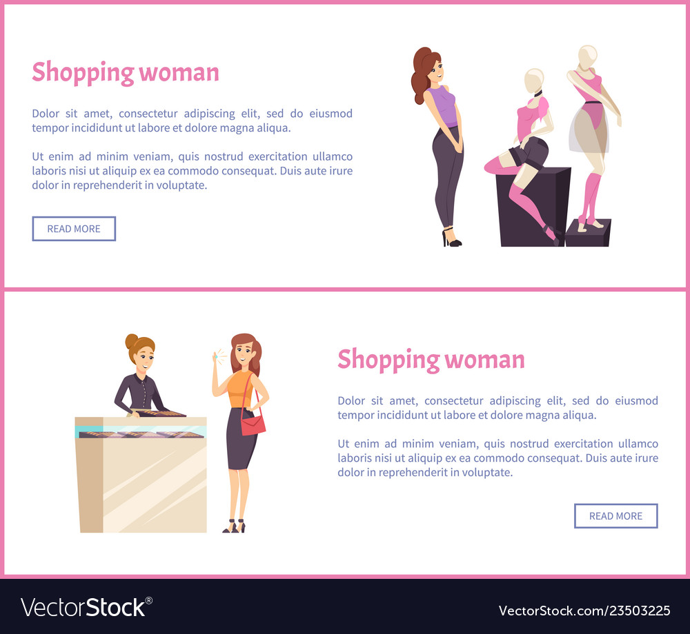 Shopping woman web posters female fashion brands