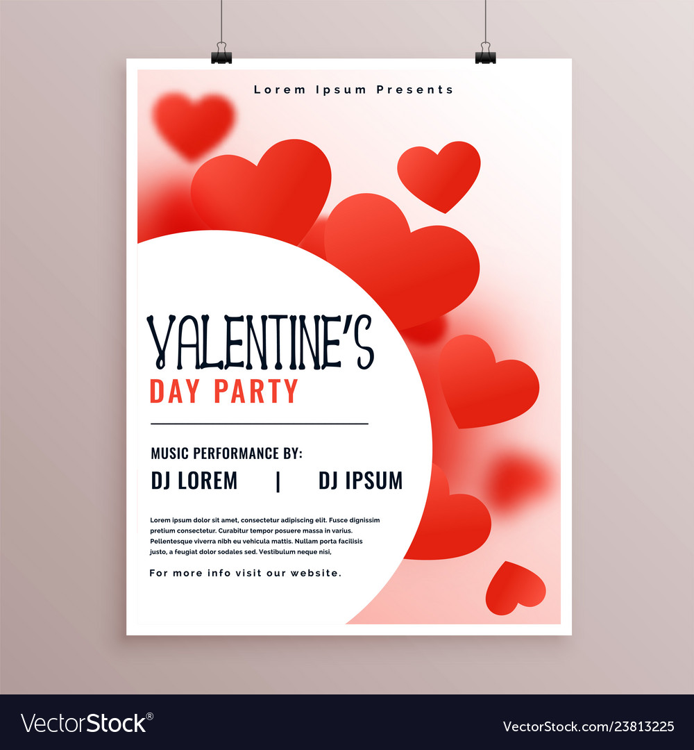 Stylish valentines day party flyer design Vector Image