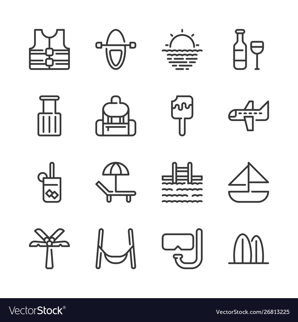 Summer and vacation icon set