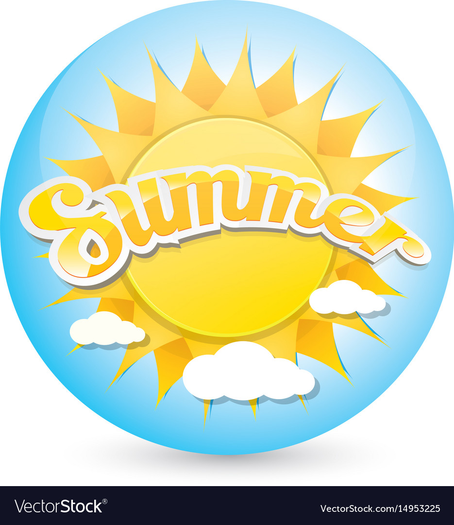 Summer label icon with sun