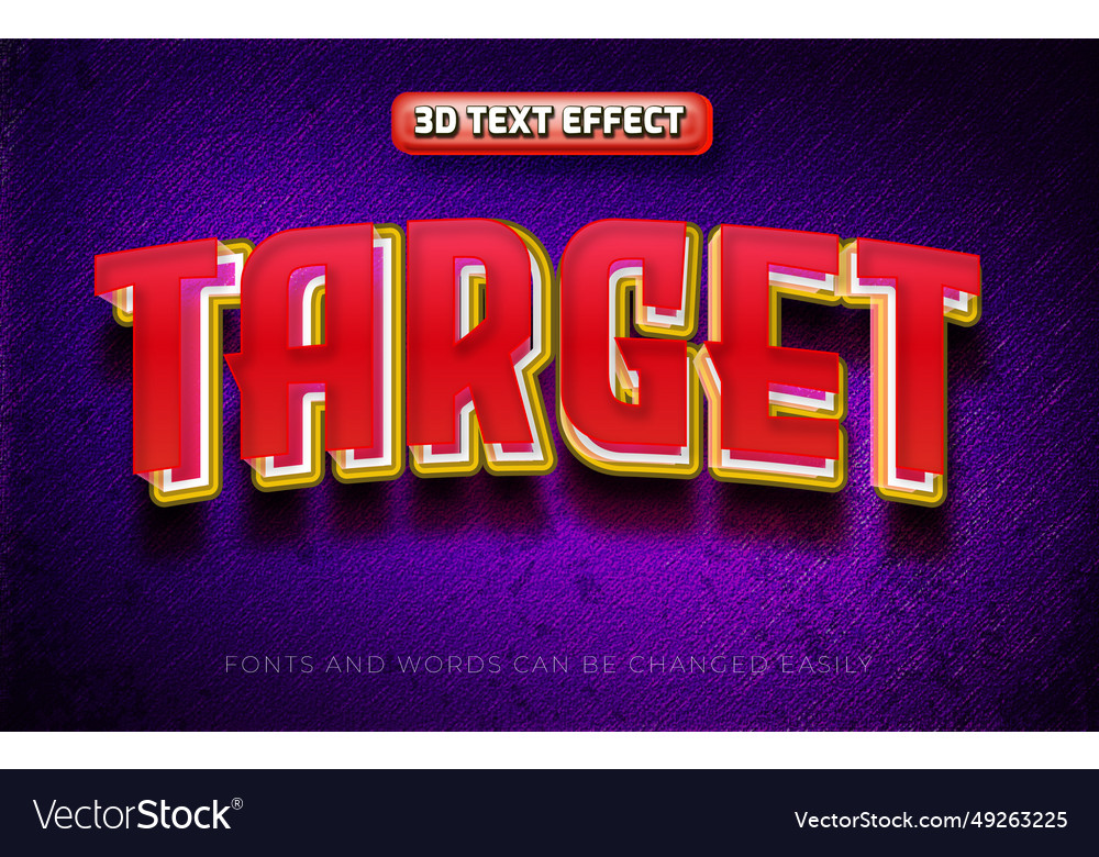 Target 3d red editable text effect style