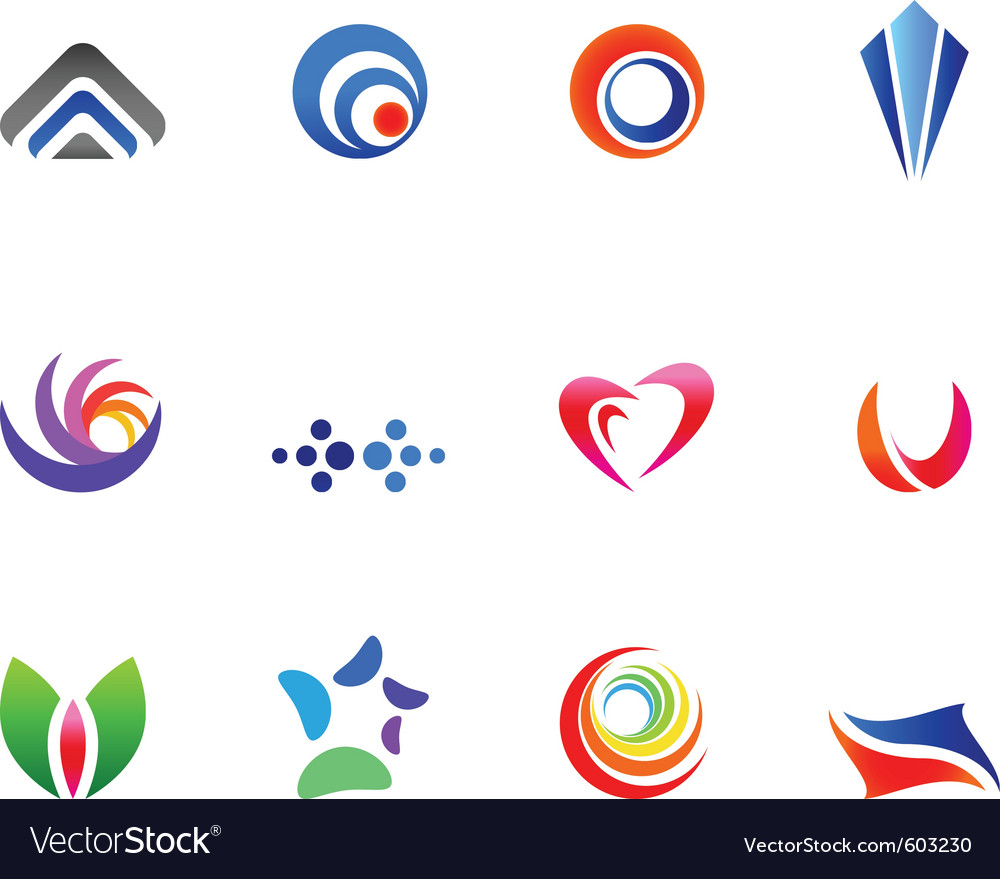 12 Colorful Symbols Set 6 Royalty Free Vector Image