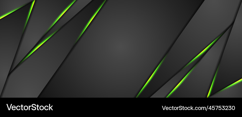 Black abstract background with green glowing light