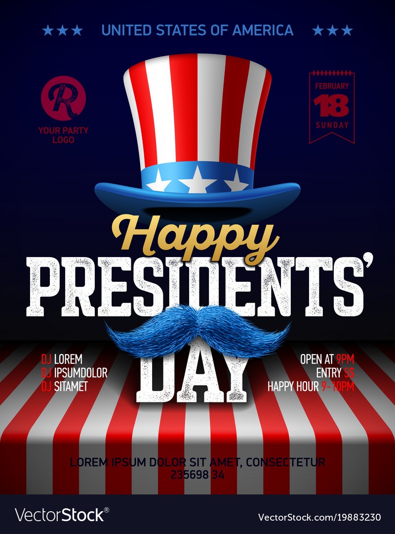 Happy presidents day party poster design