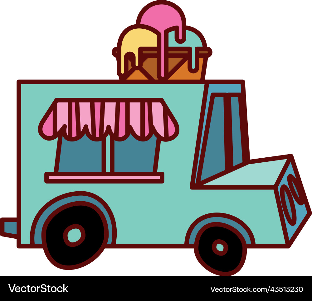 Ice cream car shop Royalty Free Vector Image VectorStock