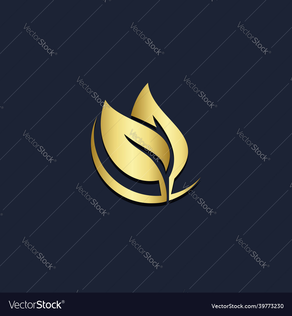 Leaf gold eco logo Royalty Free Vector Image - VectorStock