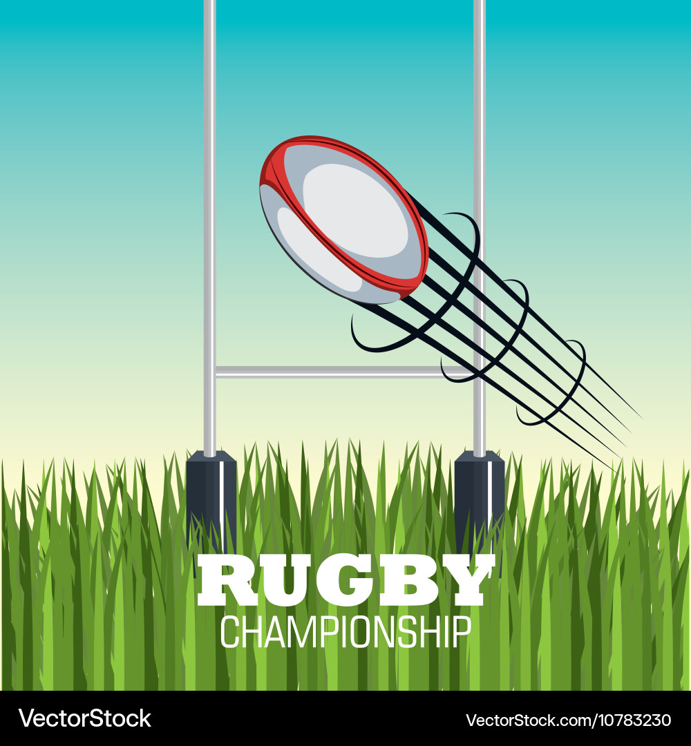 Rugball goal post and field graphic Royalty Free Vector