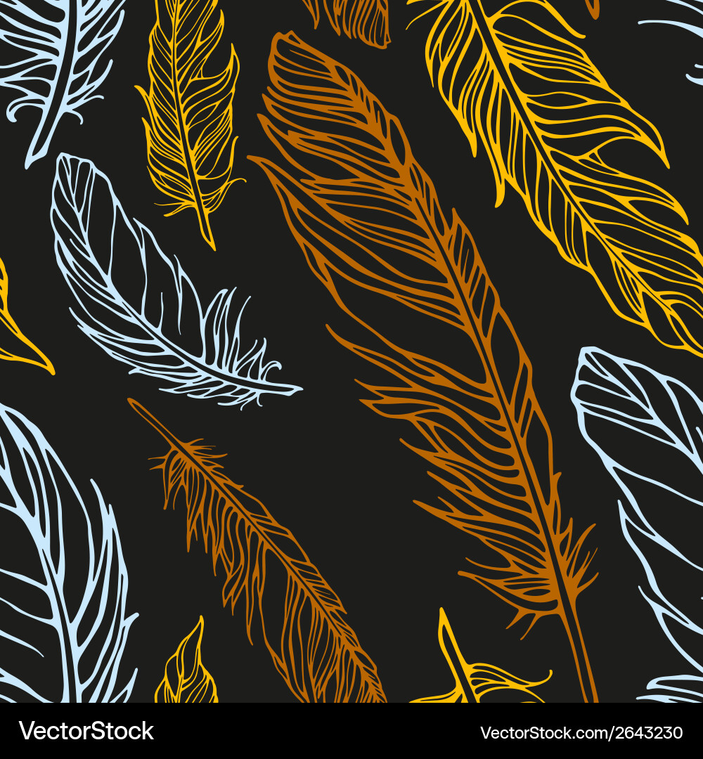 Seamless pattern with decorative feathers Vector Image