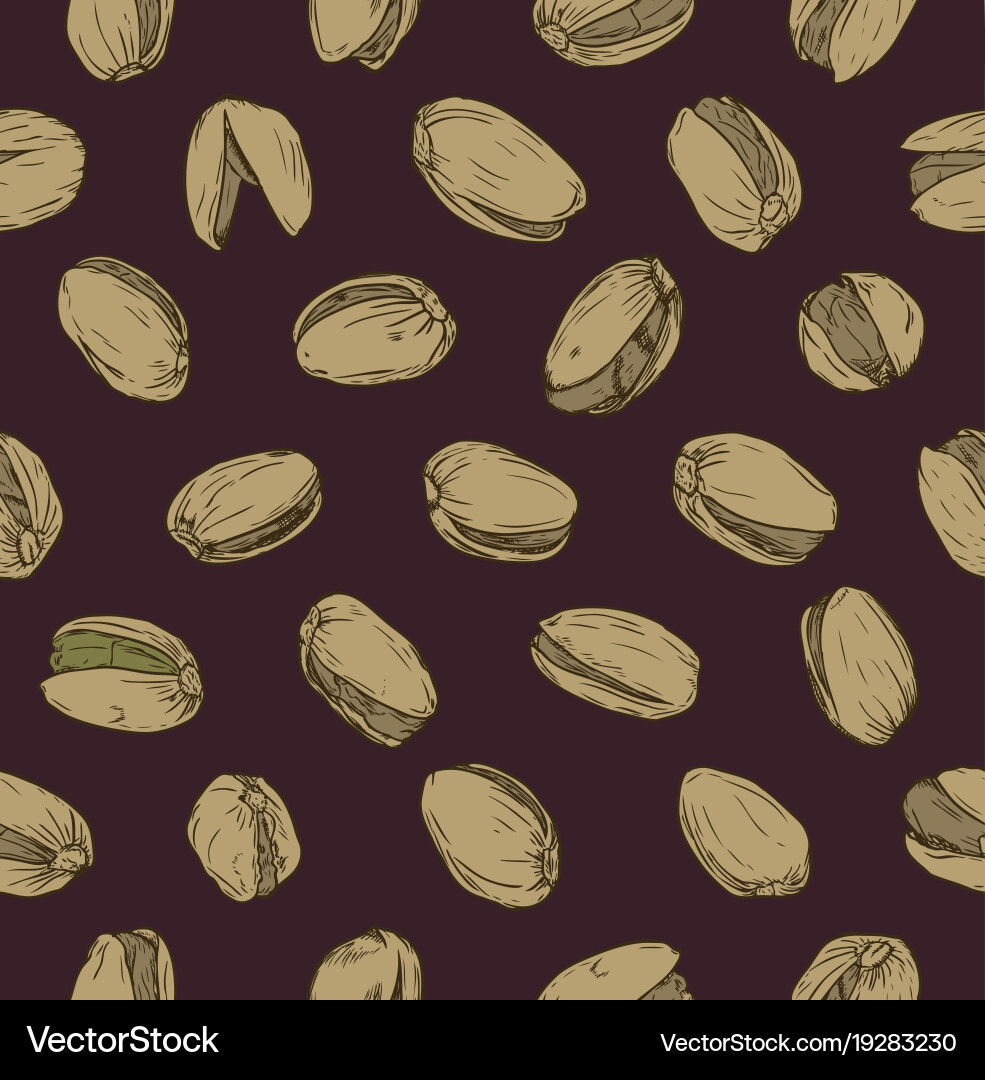 Seamless pattern with pistachio nuts Royalty Free Vector