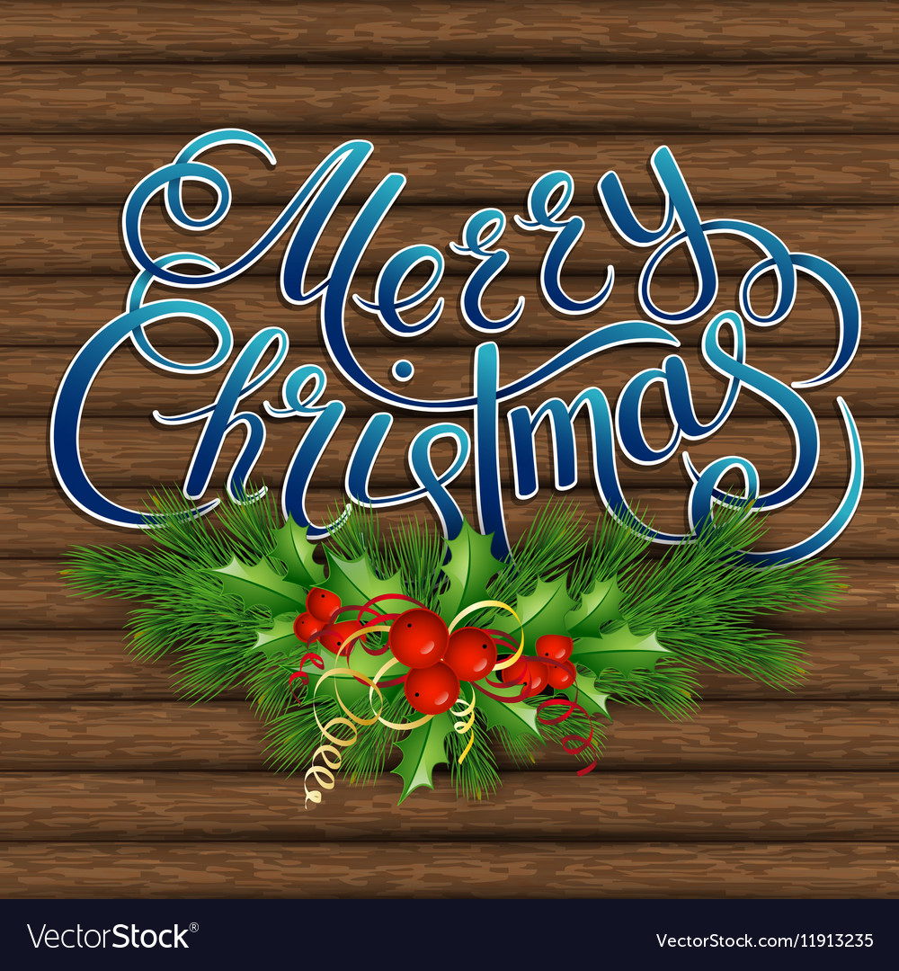 Christmas tree holly and decorative elements on Vector Image