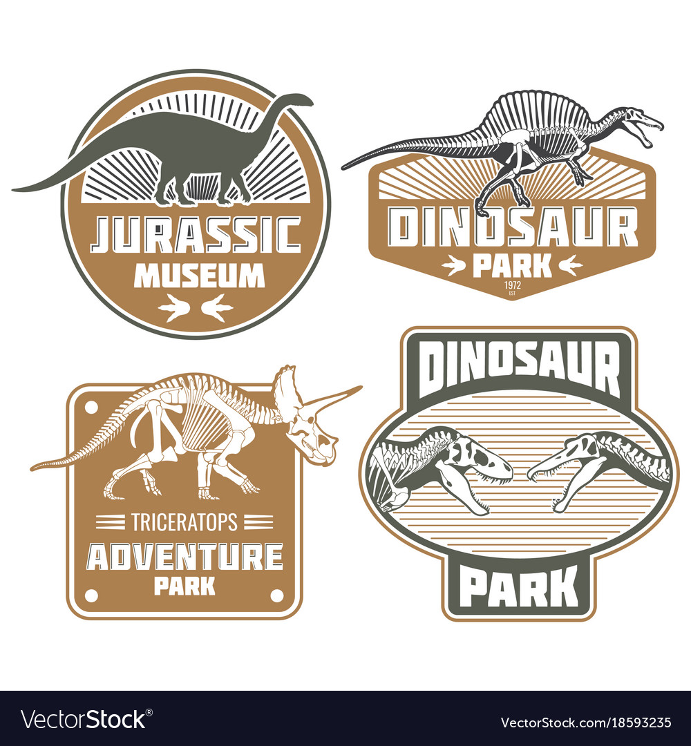 Download Dinosaur label design - vintage dino land banners Vector Image