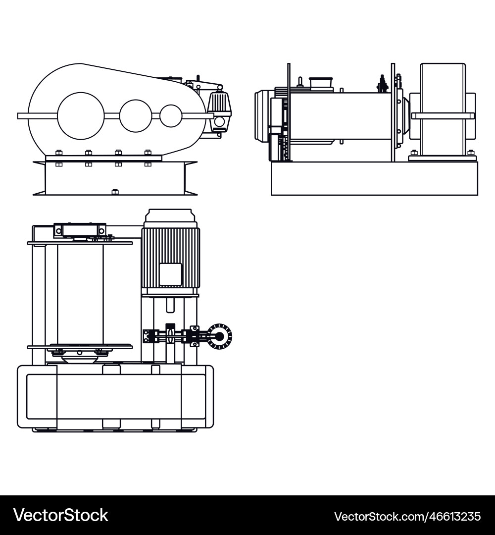 Electric winch drawing graphics Royalty Free Vector Image