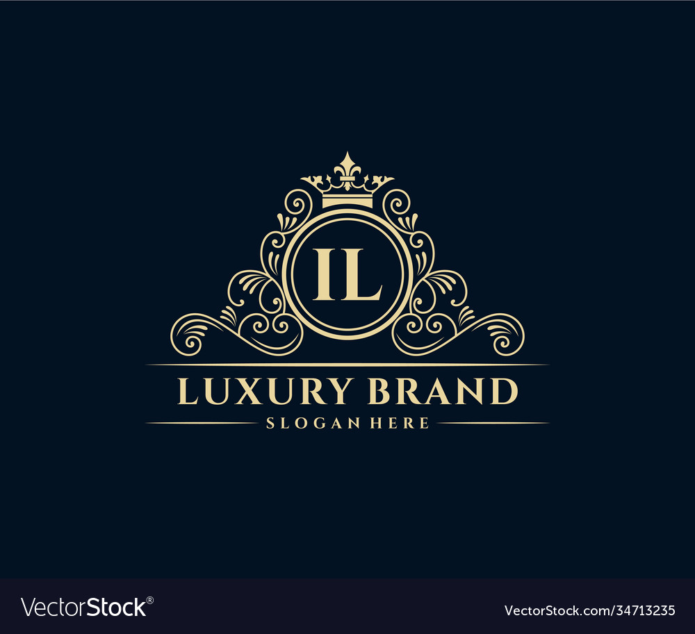 Il initial letter gold calligraphic feminine Vector Image