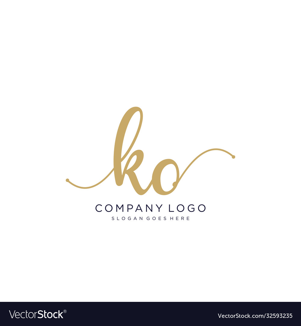 Ko initial handwriting logo design Royalty Free Vector Image