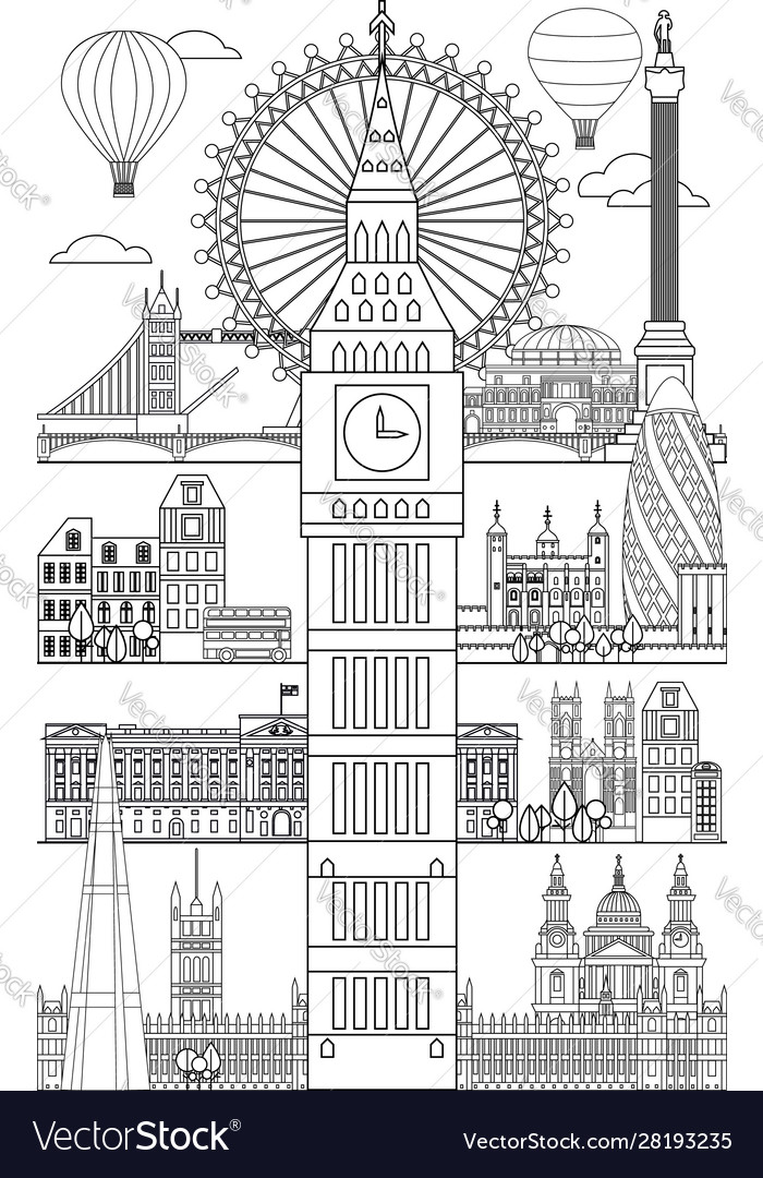 London skyline line art 10