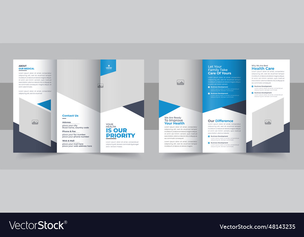 Medical clinic trifold brochure flyer layout Vector Image