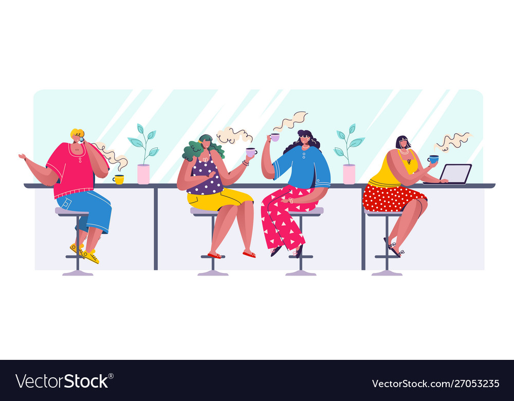 People drinking coffee cartoon trendy characters Vector Image