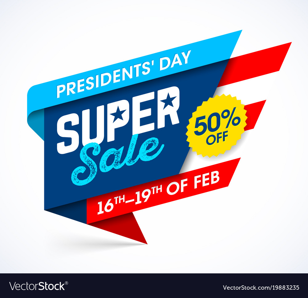 Presidents Day Super Sale Banner Design Template Vector Image