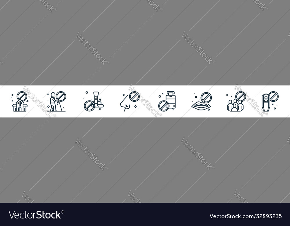 Virus restrictions line icons linear set quality