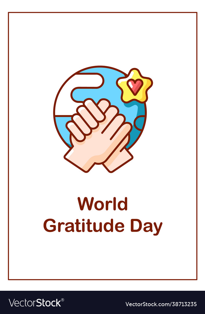 World gratitude day greeting card with color icon