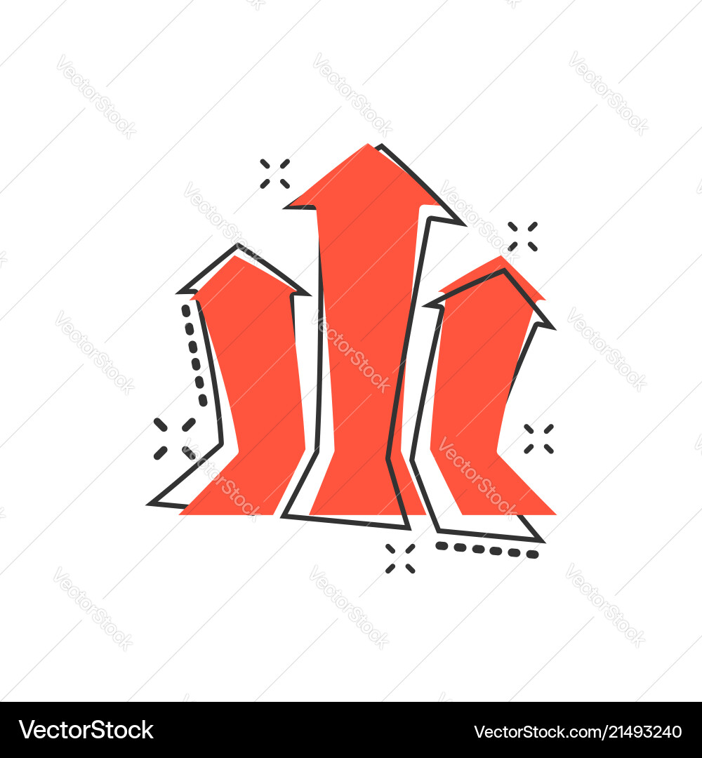 Cartoon arrow growing graph icon in comic style Vector Image