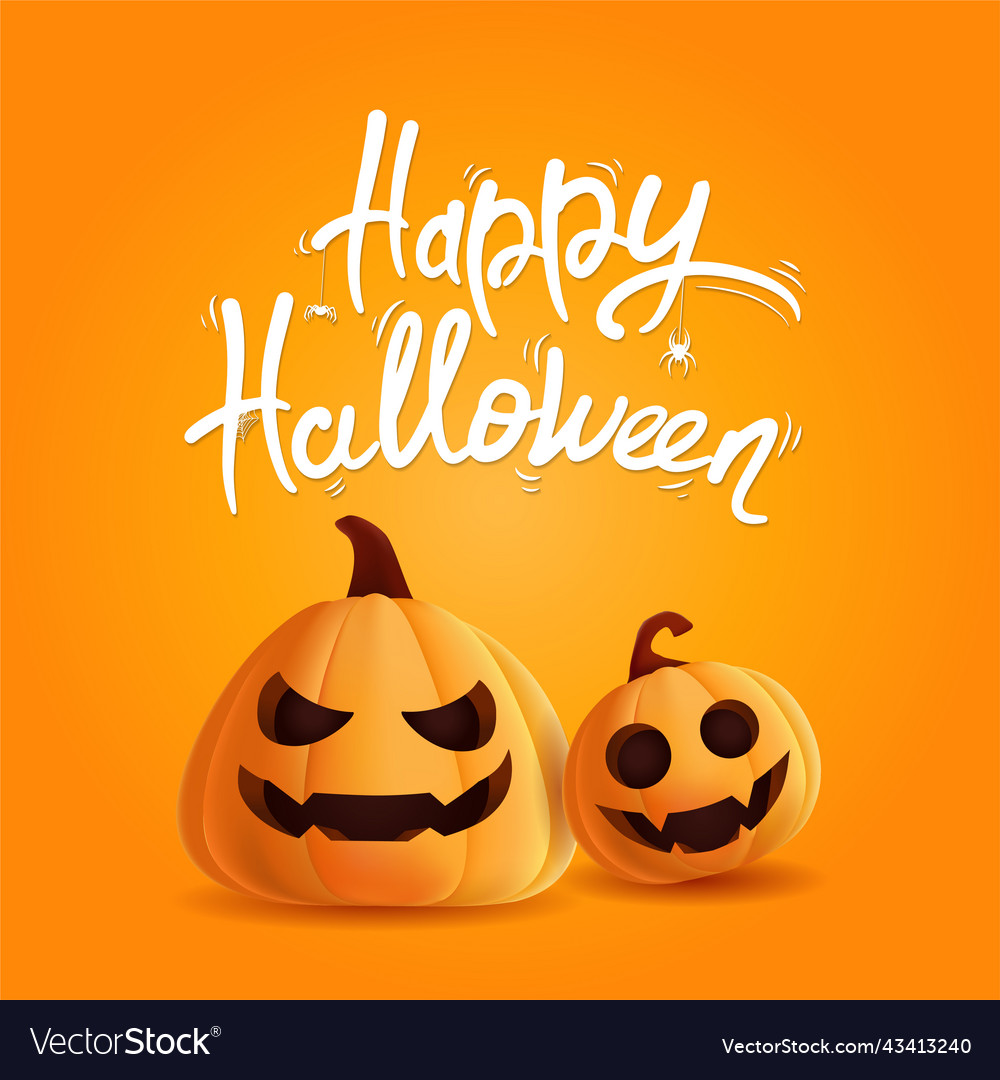 Design of realistic pumpkins with halloween faces Vector Image