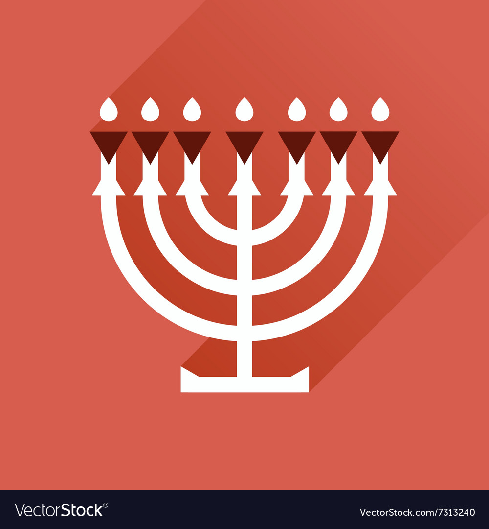 Flat icon with long shadow hanukkah candleholder Vector Image