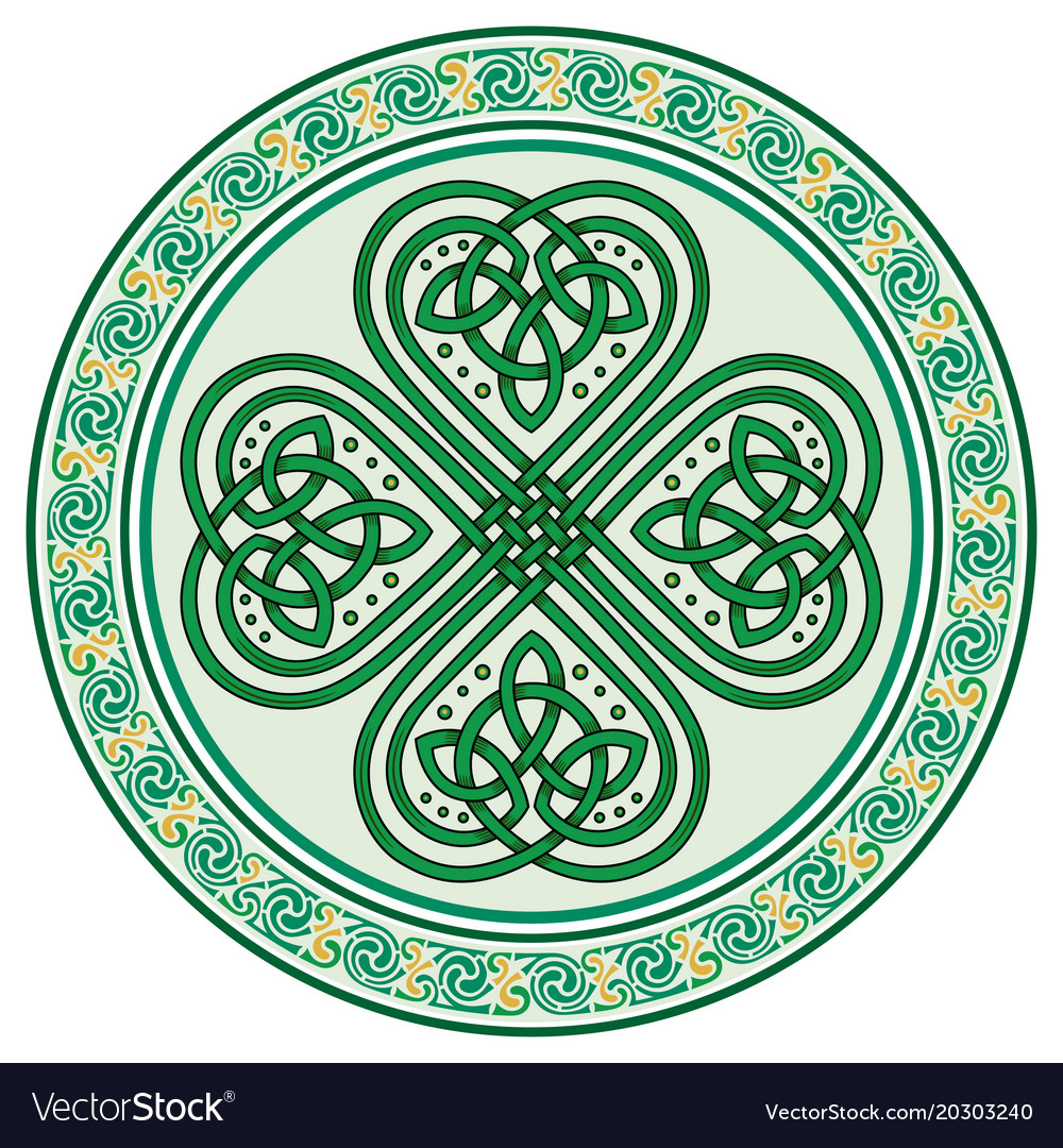 Four-leaf clover irish symbol in celtic style Vector Image