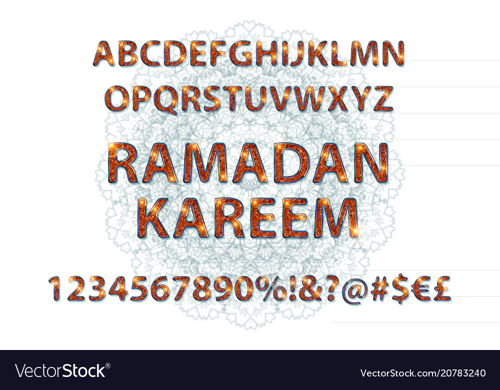 Golden english alphabet in islamic style