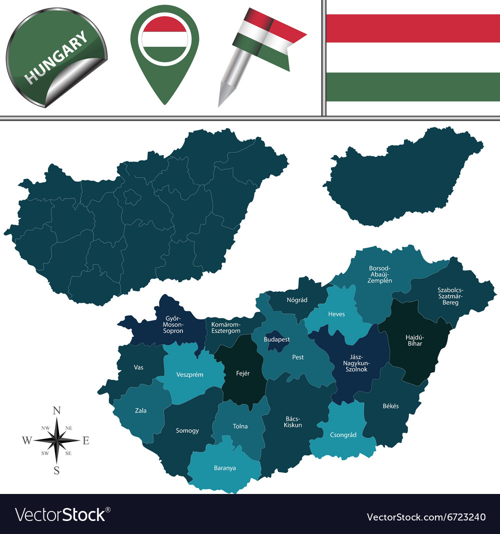 Карта венгрии с флагом