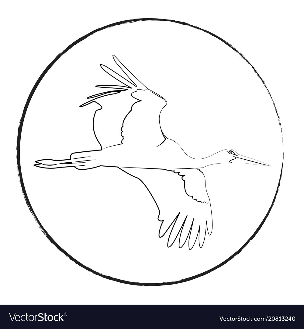 Logotype of a stork black outline on white