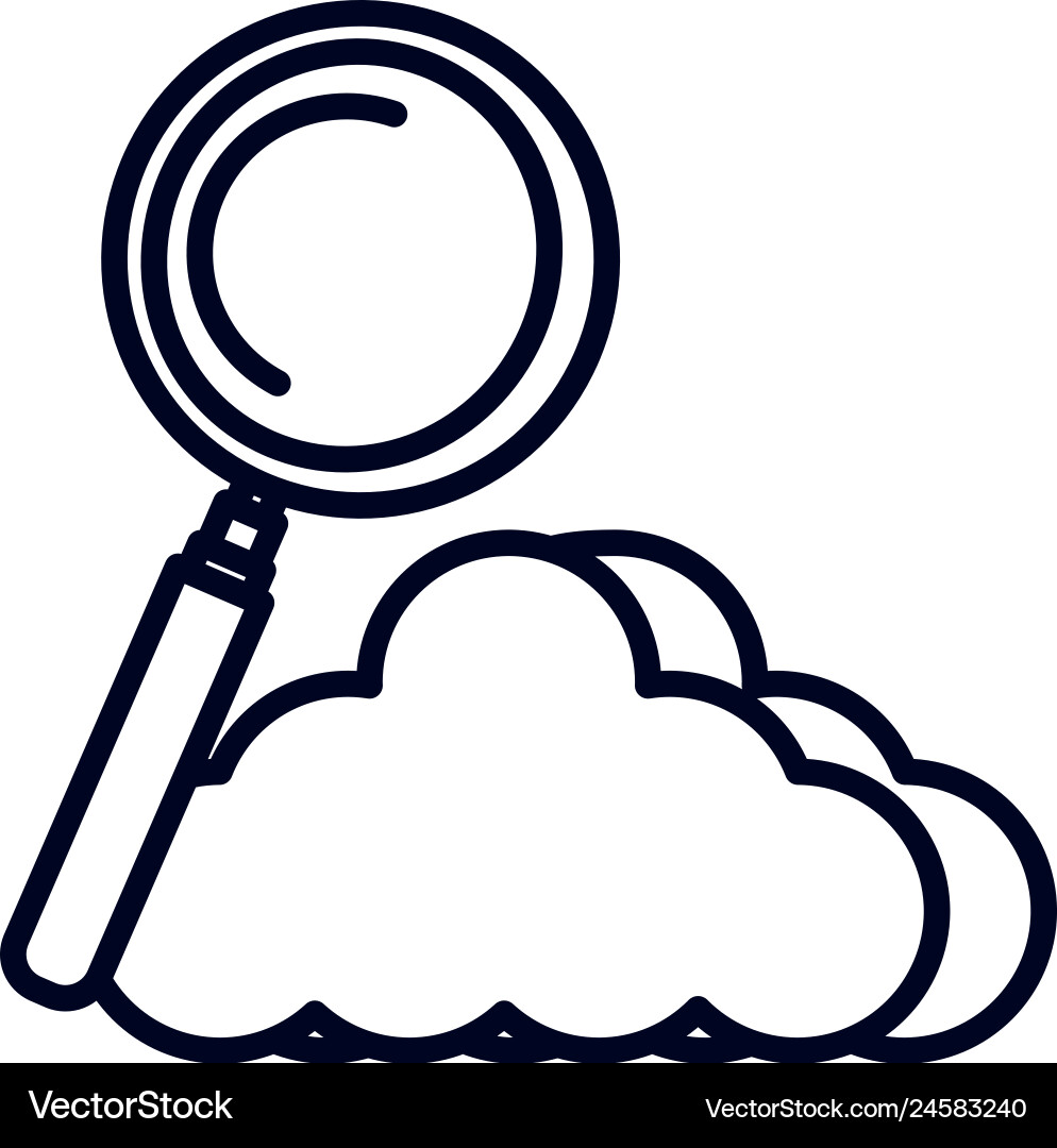 Magnifying glass with cloud computing Royalty Free Vector