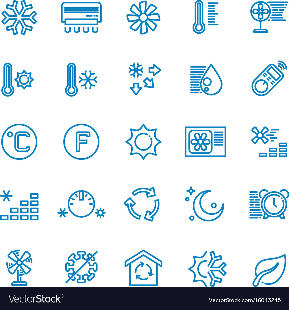 Air conditioning line icons temperature Royalty Free Vector