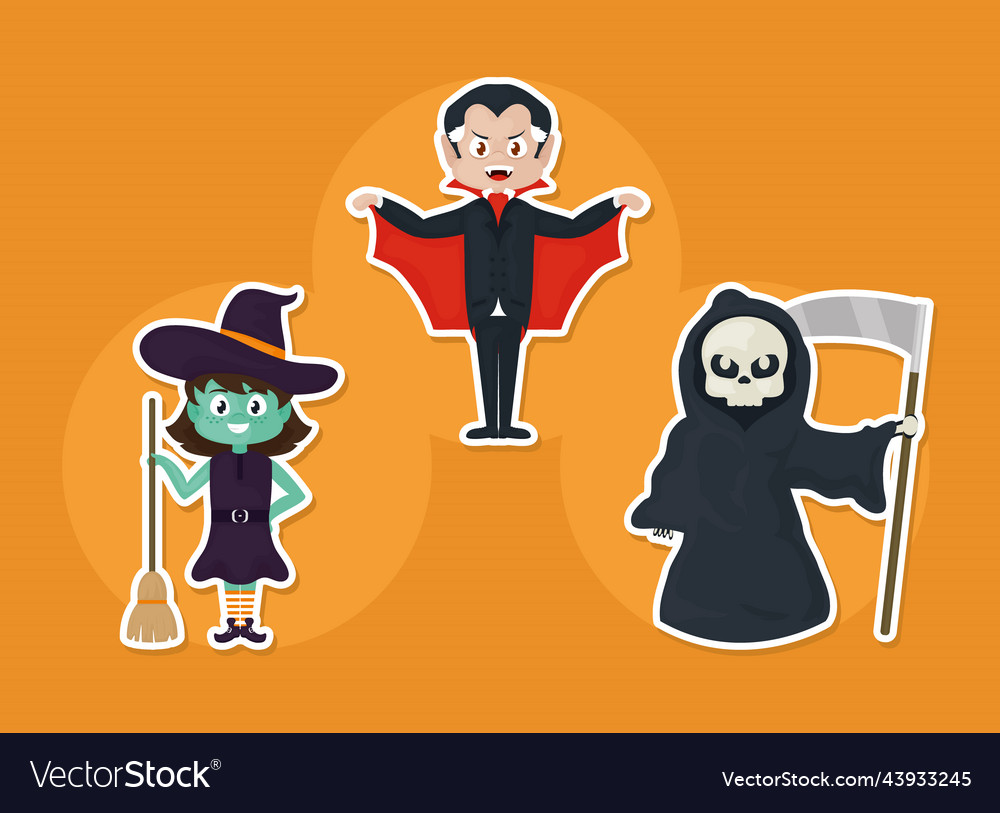 Cartoon halloween characters Royalty Free Vector Image