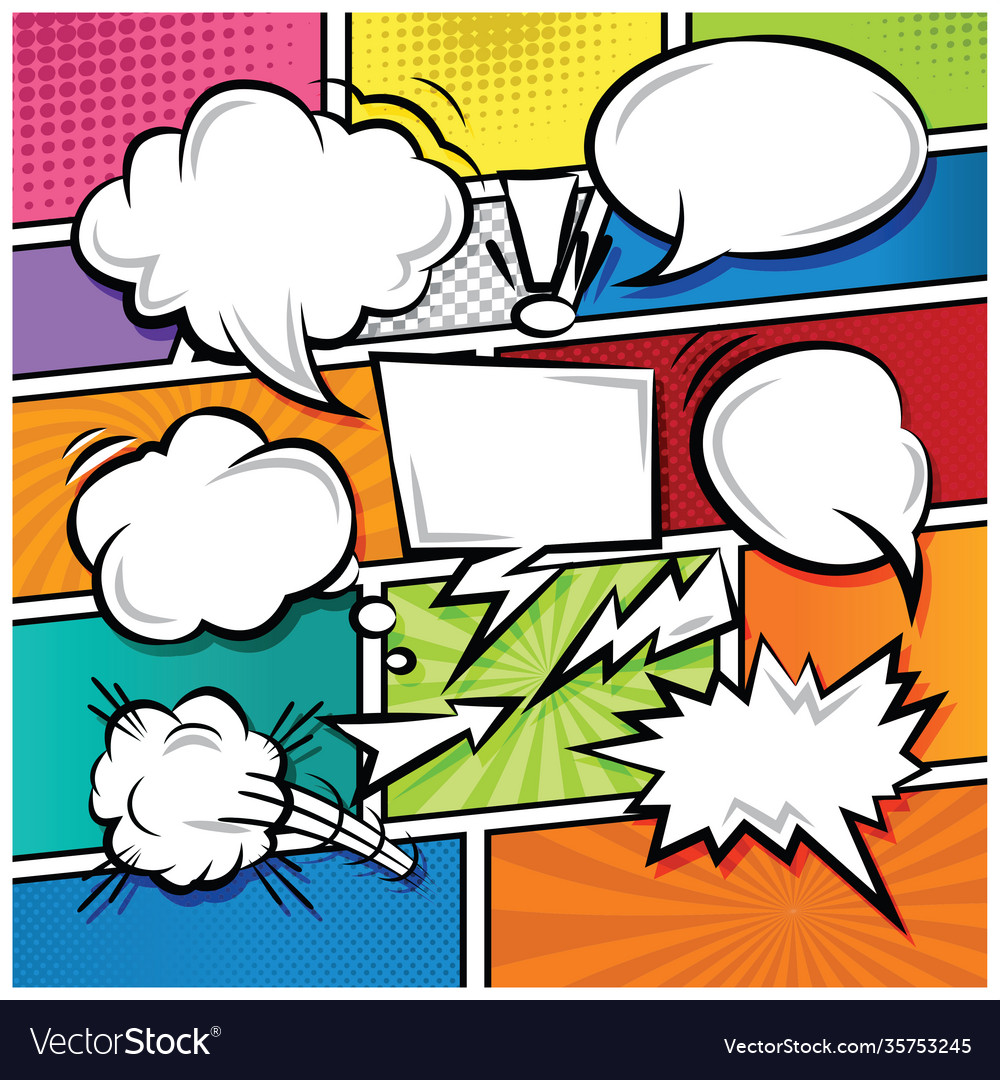 Comic speech bubbles icons collection color Vector Image