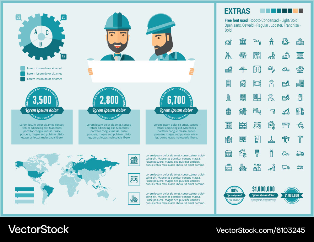 Constraction flat design infographic template Vector Image