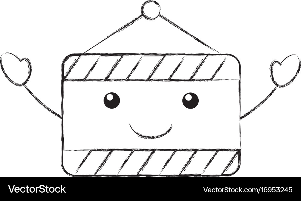 Construction Banner Hanging Kawaii Character Vector Image