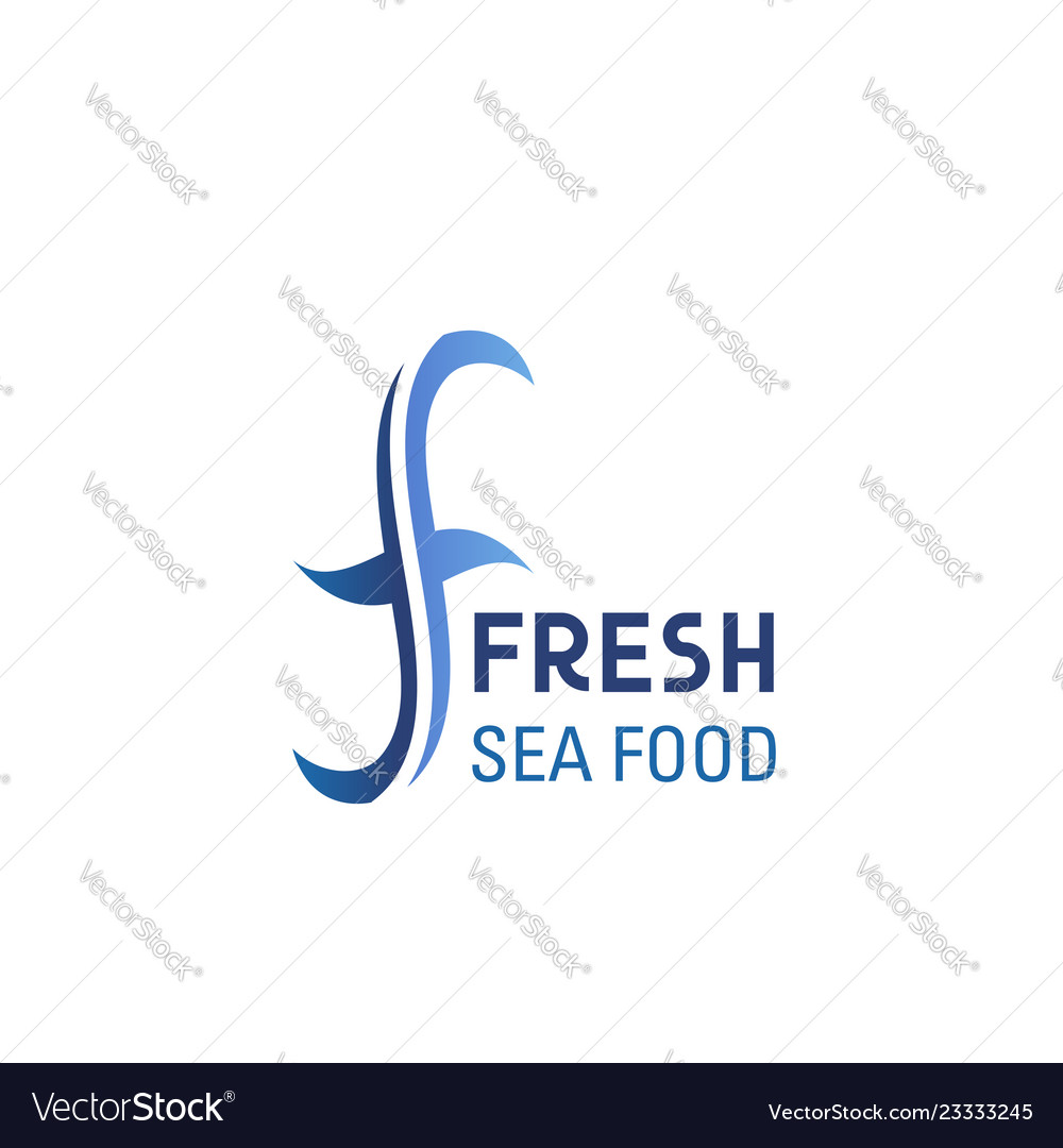 Fresh sea food emblem Royalty Free Vector Image