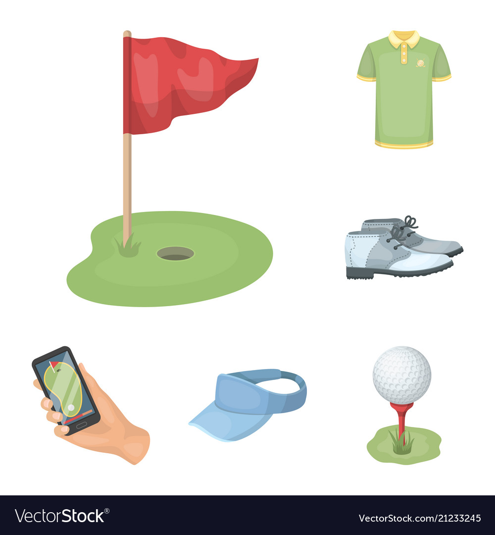 Golf and attributes cartoon icons in set