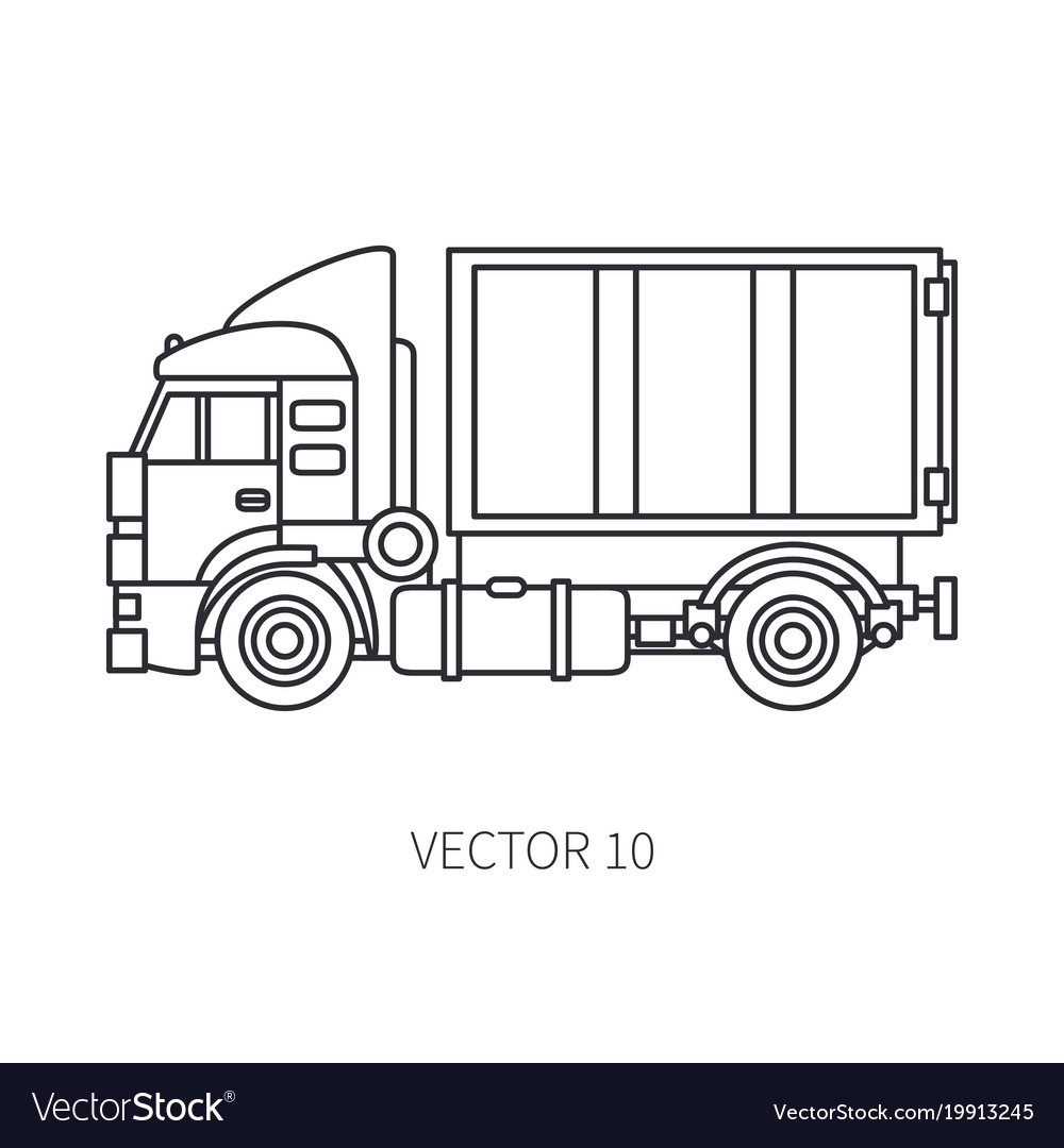 Line icon construction machinery truck