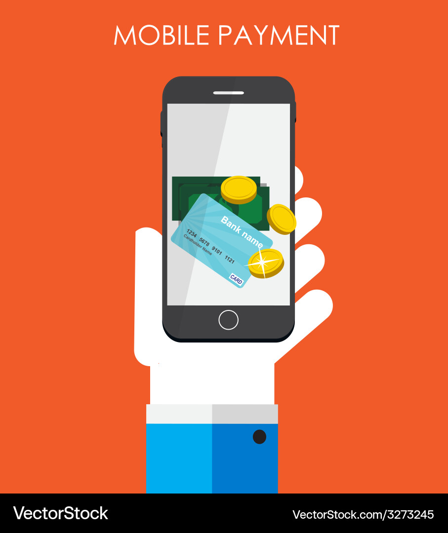 Mobile payment flat concept Royalty Free Vector Image