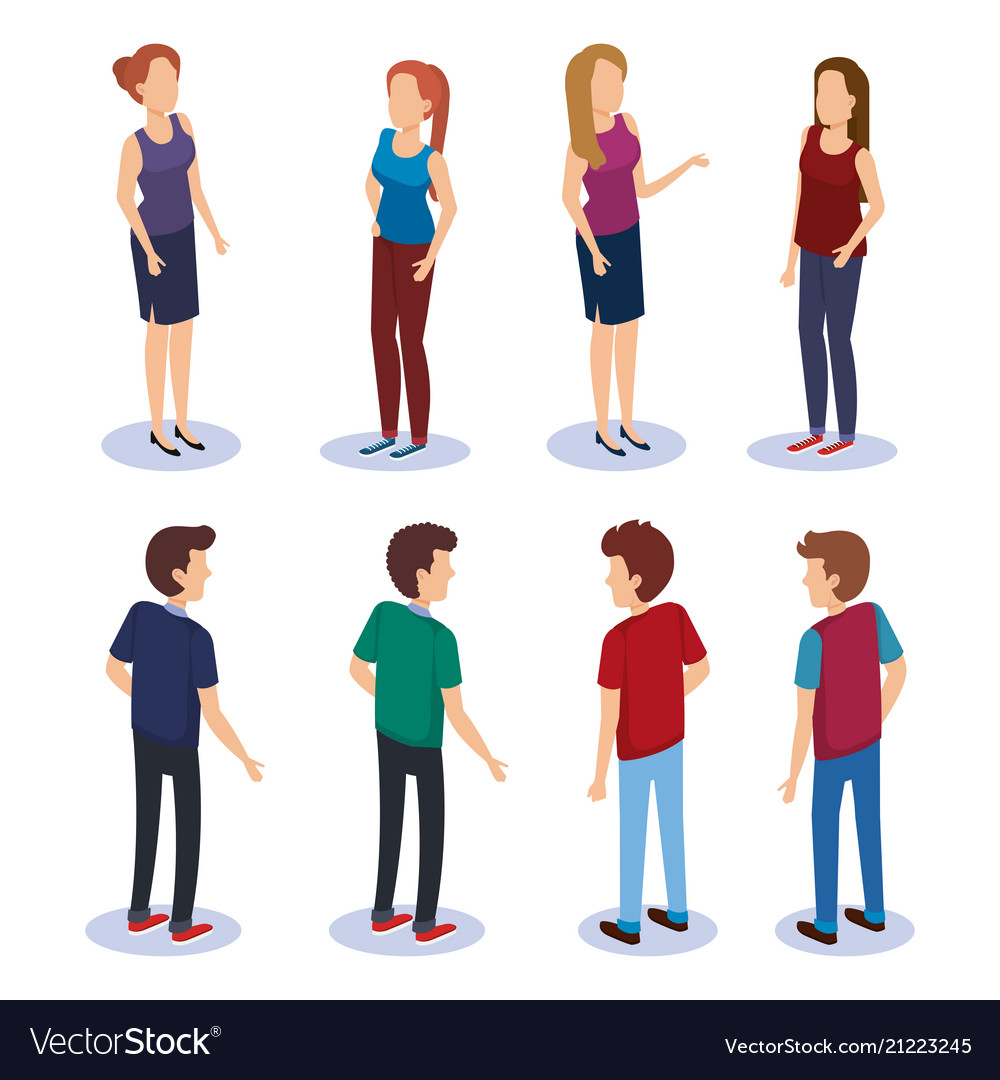 Persons group isometric avatars Royalty Free Vector Image