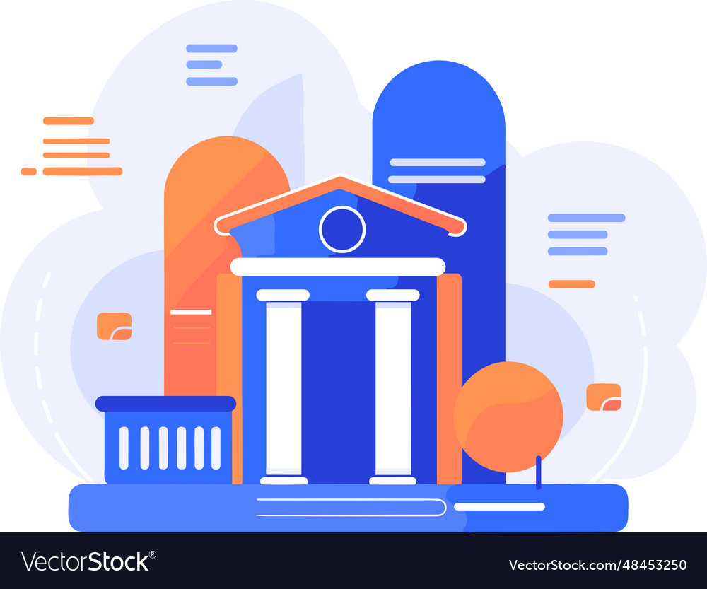 Bank building facade in ux ui flat style Vector Image