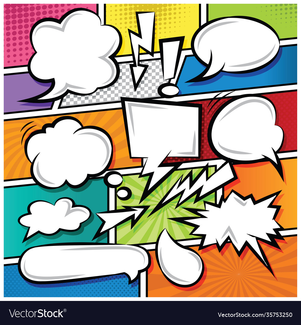 Comic speech bubbles icons collection color Vector Image