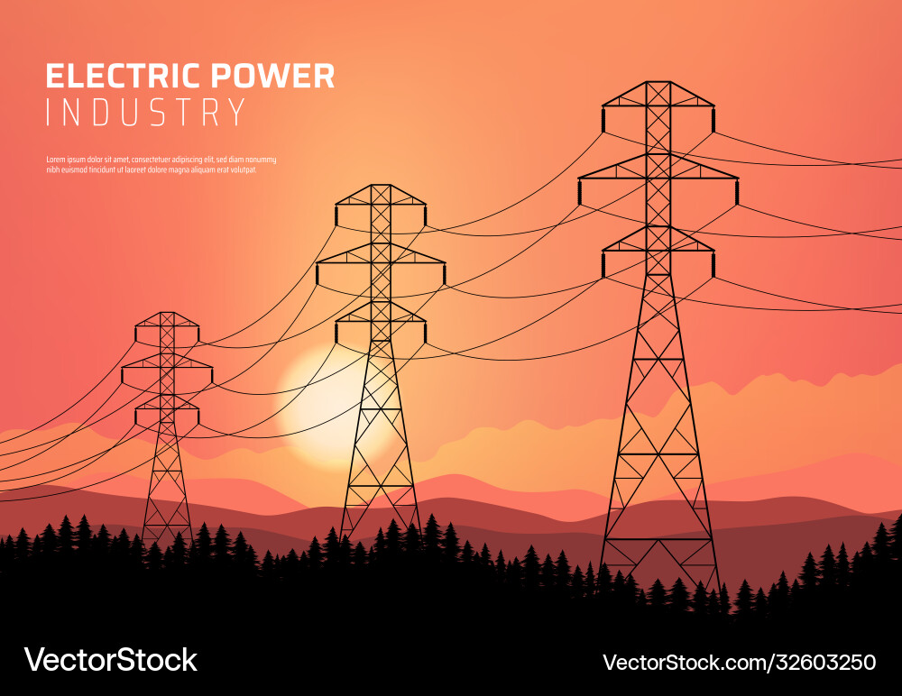 Energetics power transmission electric line Vector Image