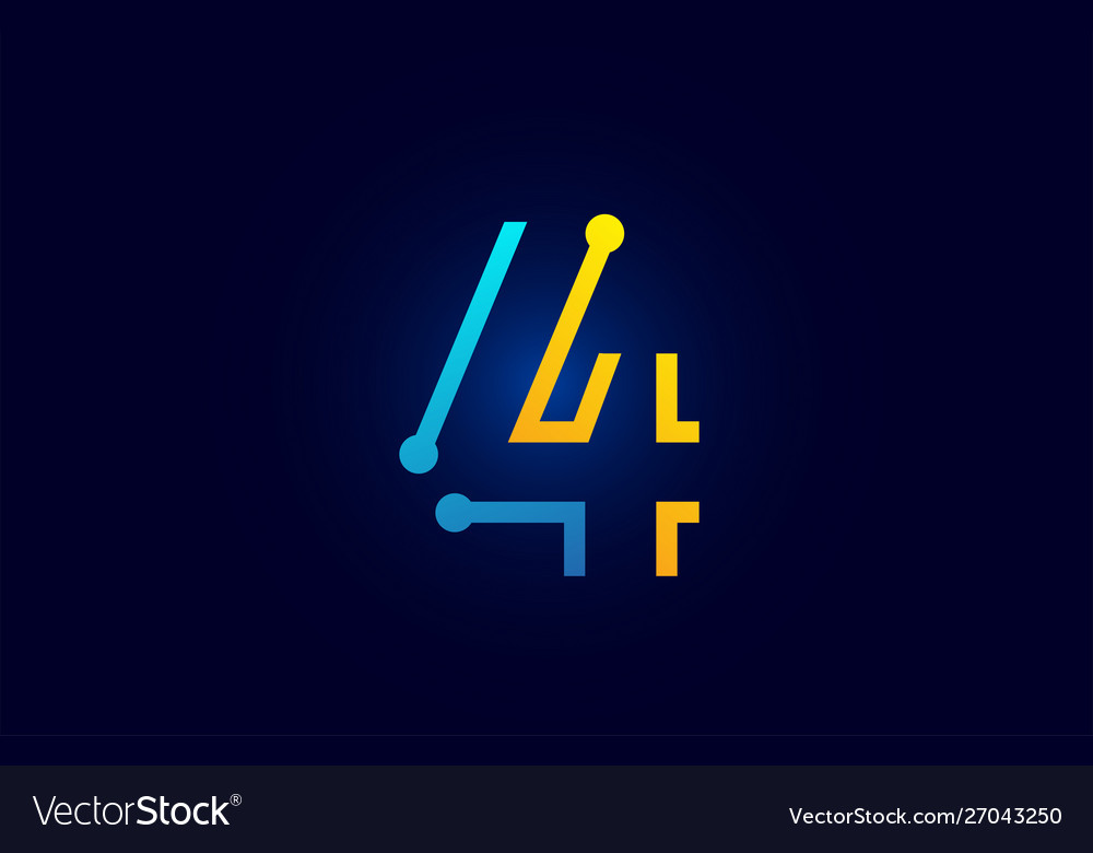 Number 4 in blue and orange color for logo icon Vector Image