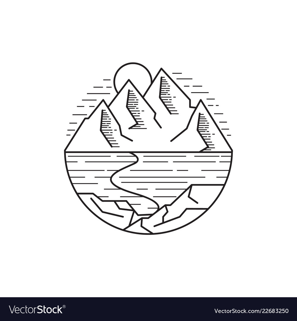 Outdoor line art mountain Royalty Free Vector Image